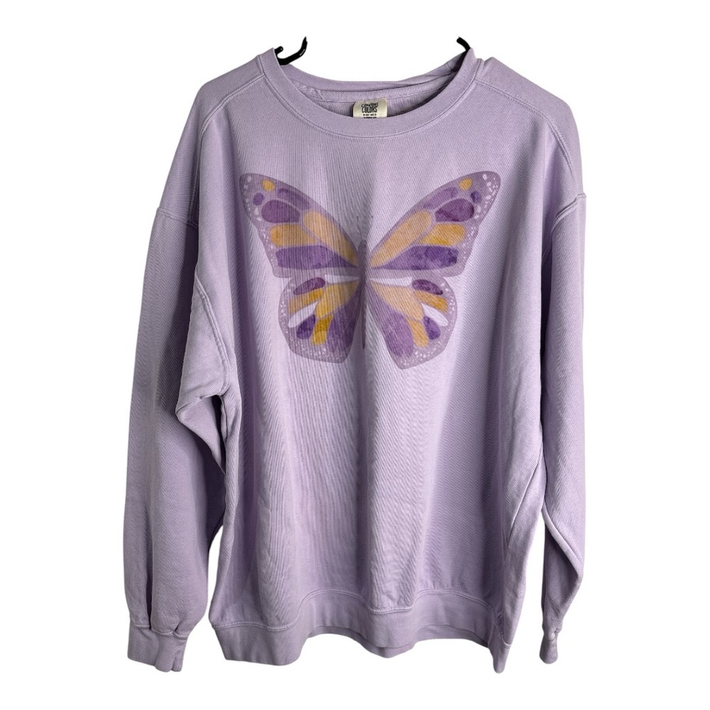 Comfort Colors Women’s Purple Butterfly Heavy and Oversized Sweatshirt Size XL